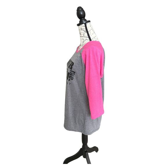 The Office Dunder Mifflin Women’s 3/4 Sleeve Logo Raglan T-shirt Pink Gray XL - Picture 4 of 7